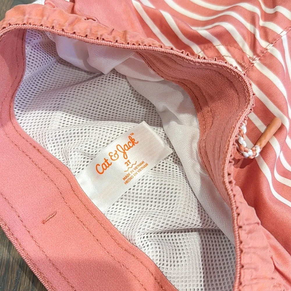 Cat & Jack Striped Swim Trunks Salmon Pink 2T